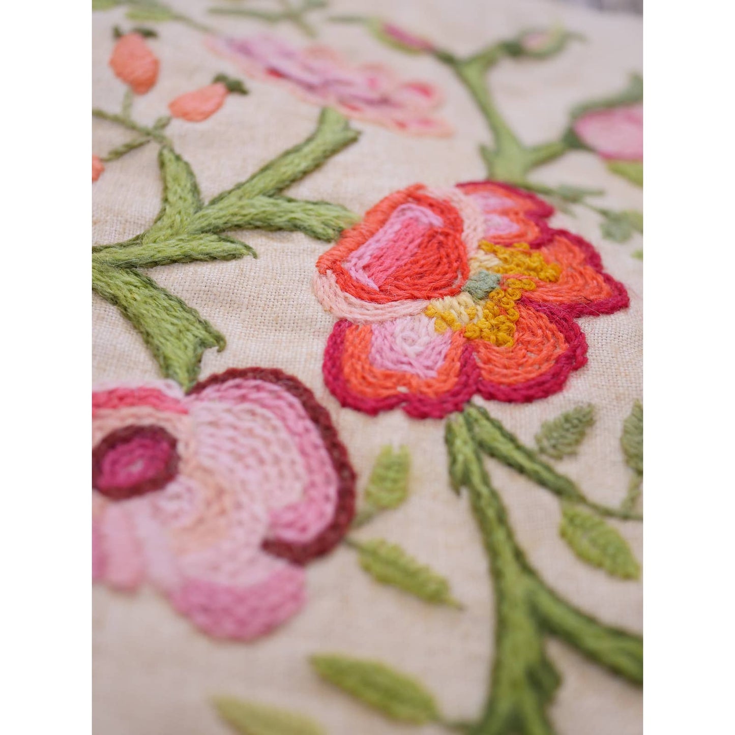 Vintage Crewel Embroidery Purse Bag Floral Handmade 70s Boho
