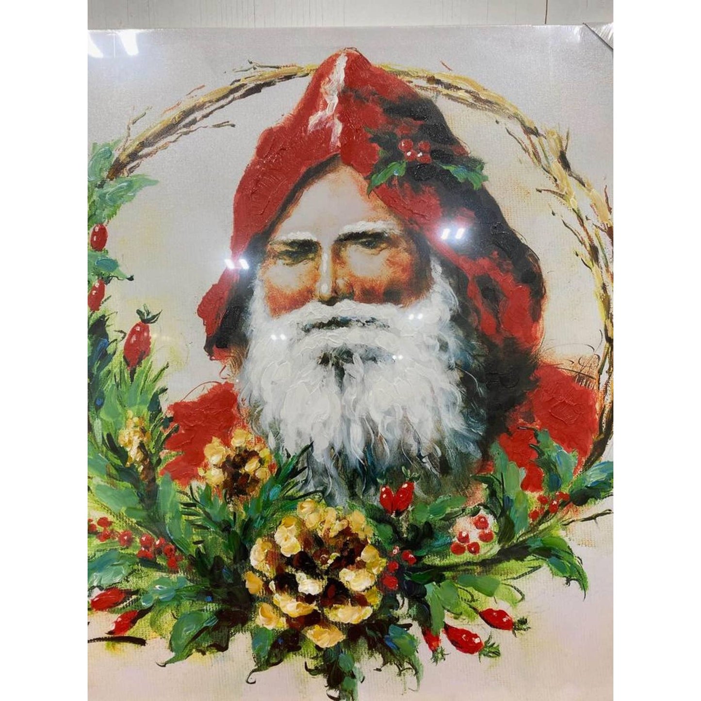Santa Picture On Canvas New In Plastic