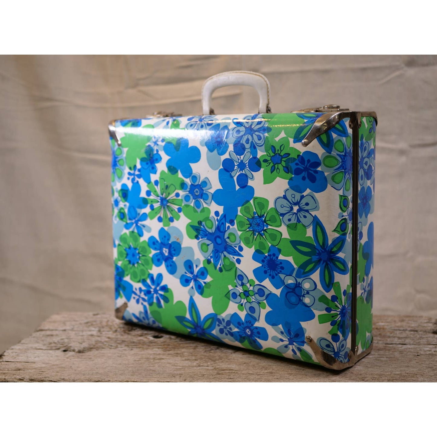 Vintage Floral Suitcase 1960s 1970s Flower Power