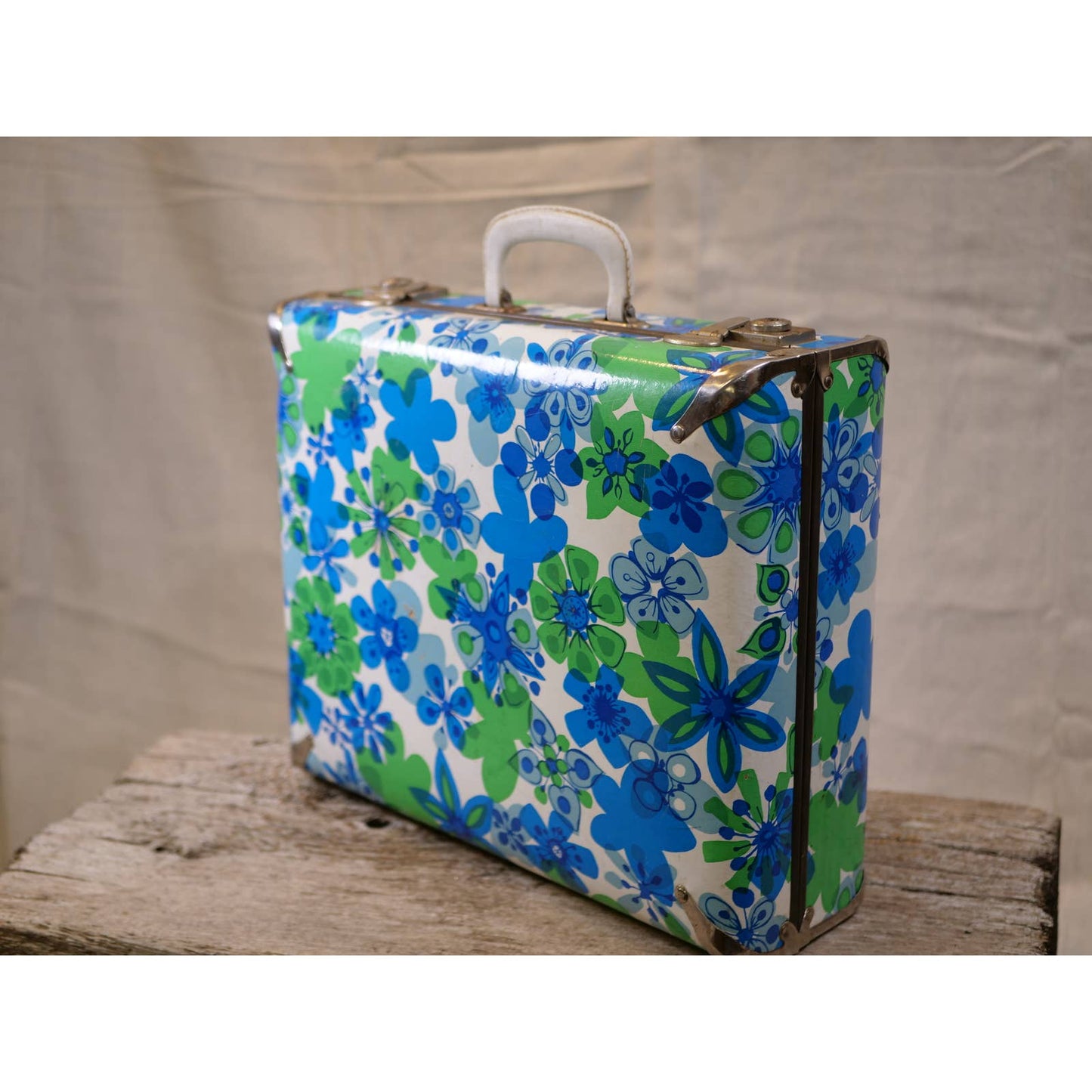 Vintage Floral Suitcase 1960s 1970s Flower Power