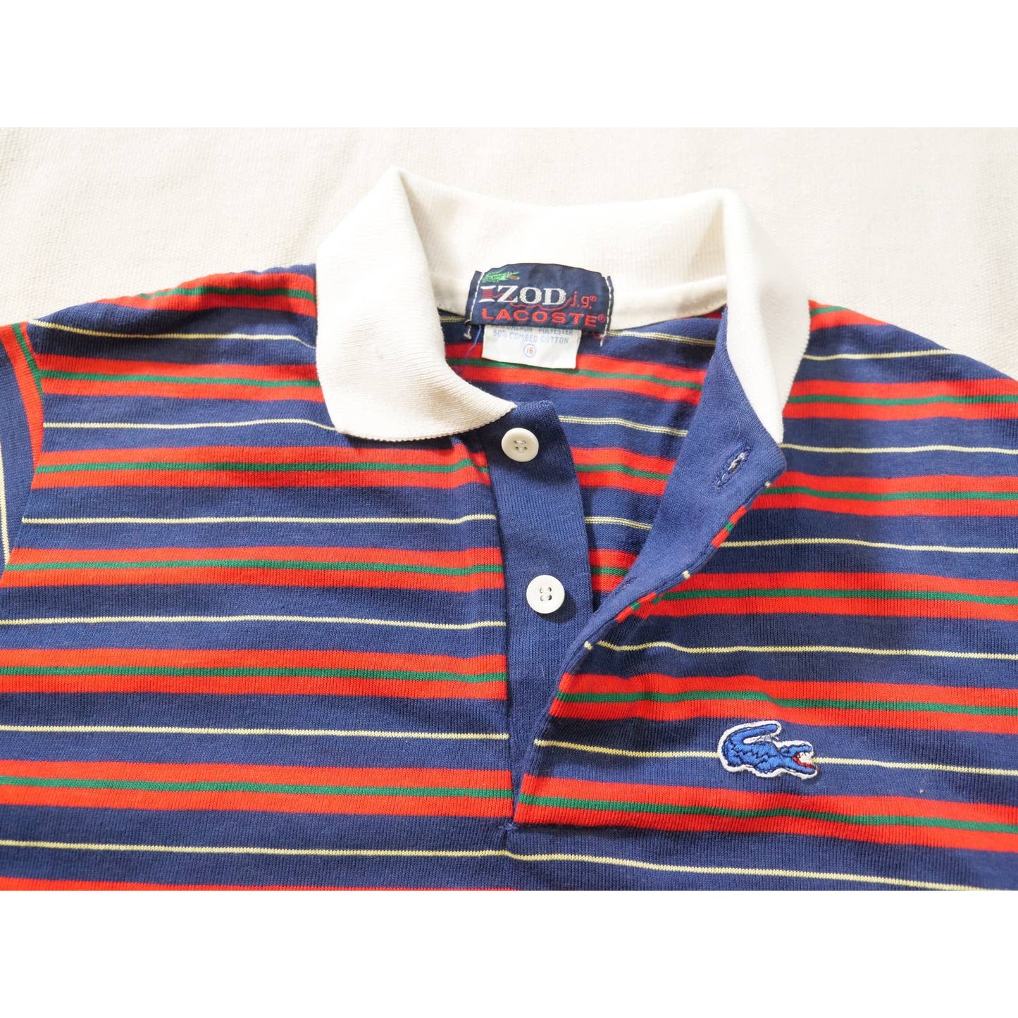 Vintage Izod Lacoste Boys Long Sleeve Polo Shirt Size 16 Blue Alligator