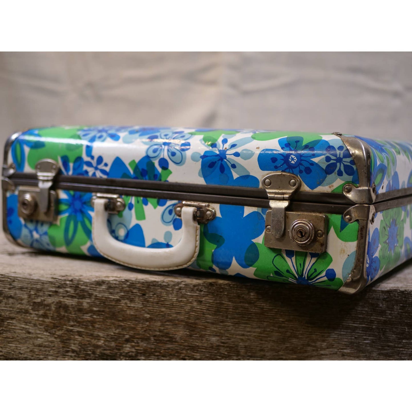 Vintage Floral Suitcase 1960s 1970s Flower Power
