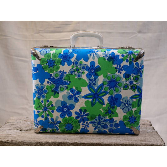 Vintage Floral Suitcase 1960s 1970s Flower Power