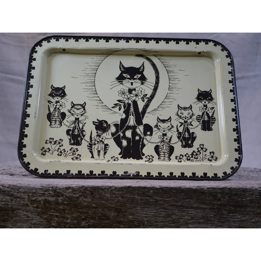 Vintage LaVada 7 Cats TV Tray Rare Mid Century Modern Breakfast Bed Tray