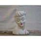 Vintage Glamour Girl Head Vase 1950’s Lady Head Rockabilly White and Red