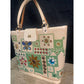 Vintage Enid Collins Bucket Purse "Jewel Patch"  1960's Canvas Leather