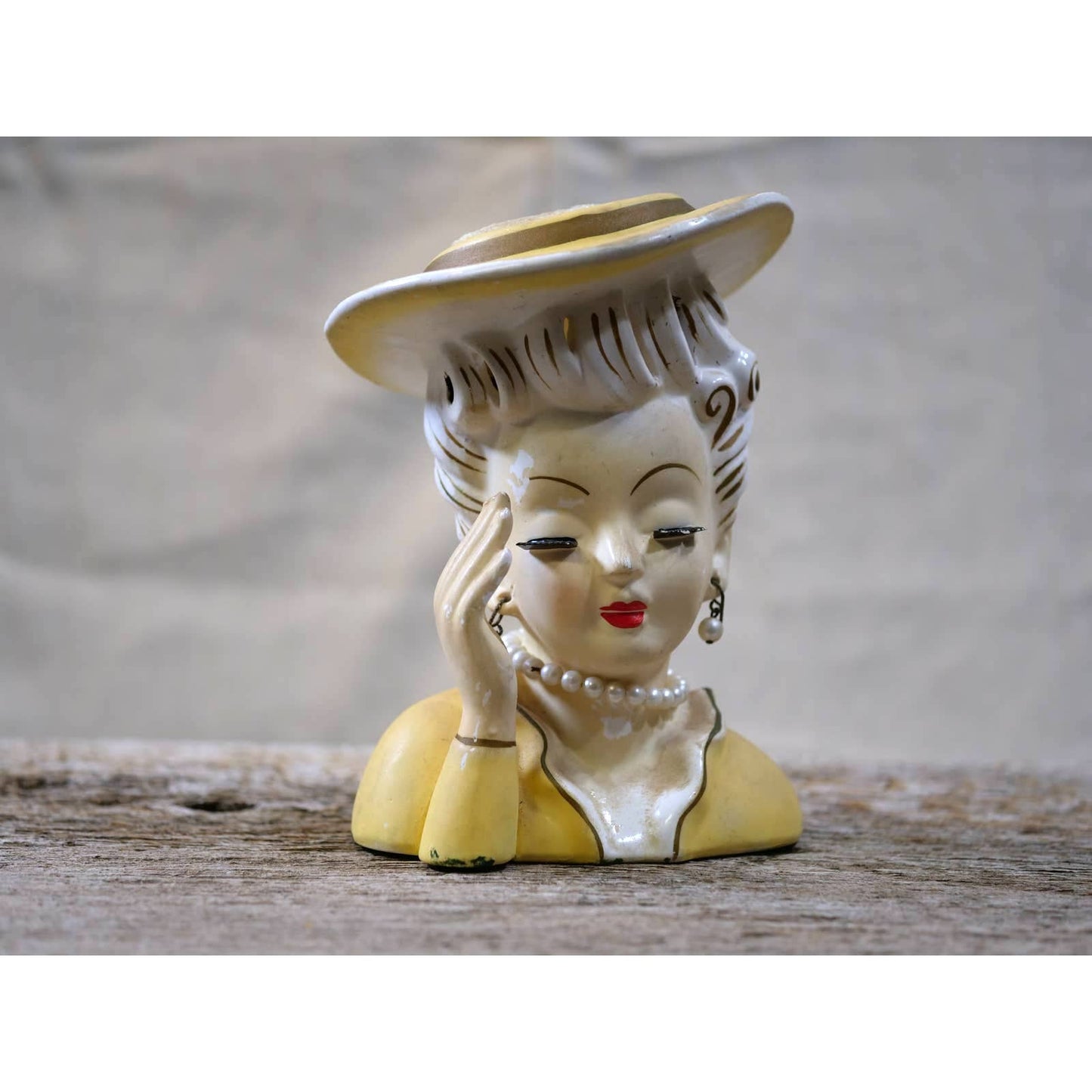 Vintage Rare Lady Head Vase 1950s Made in Japan ArtMark