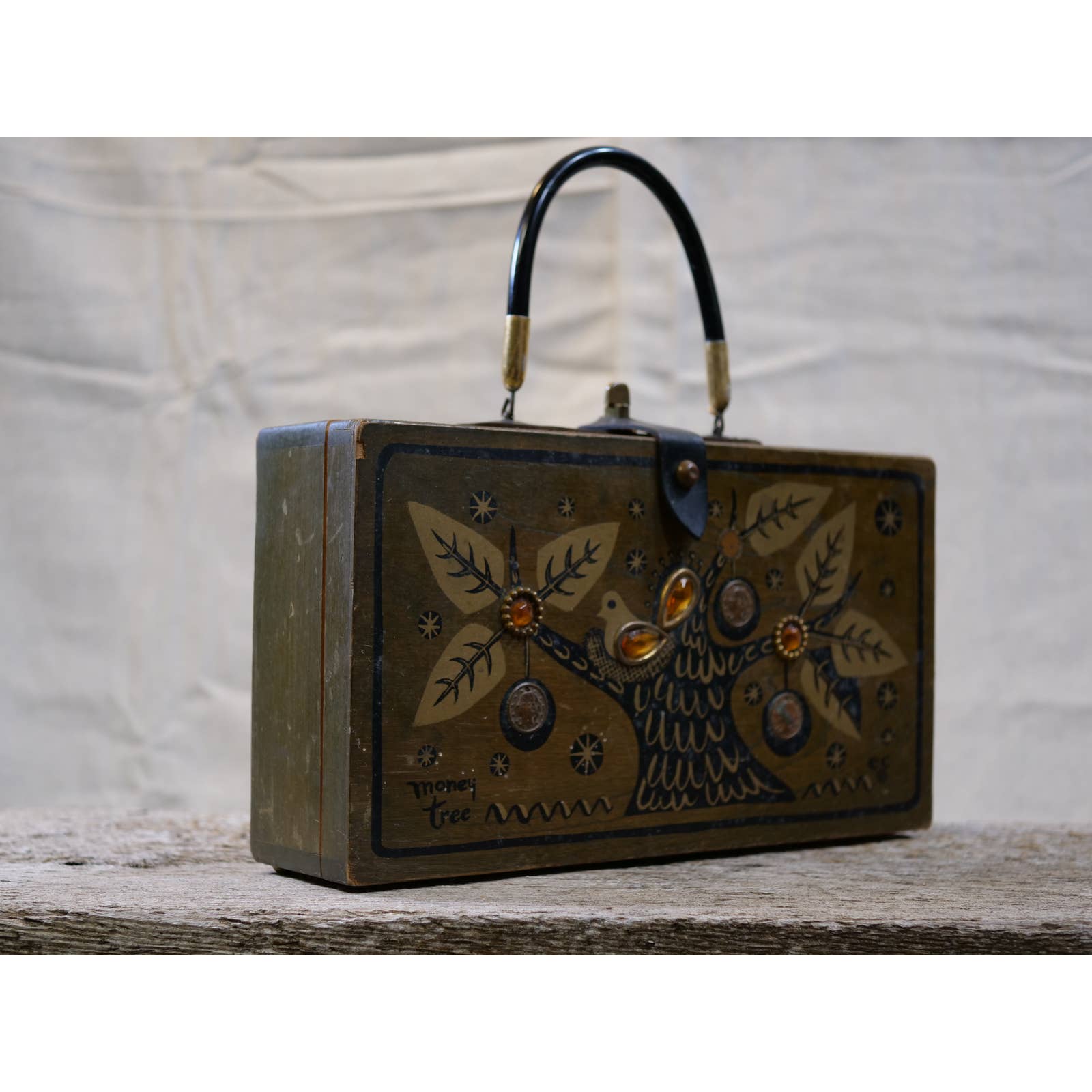 enid collins money tree Vintage Enid Collins Money Tree Wood Box Purse