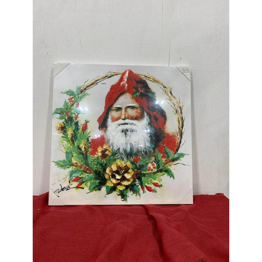 Santa Picture On Canvas New In Plastic