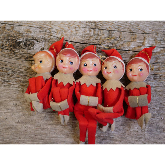 Vintage Christmas Elves Elf - Lot of 9 including Santa